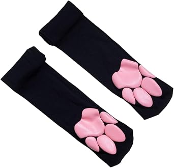ZUYPSK Cat Paw Socks 3D Kitten Claw Over Knee Stockings for Women Cat Cosplay