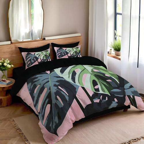 Housse de couette 140x200 avec fermeture éclair Monstera