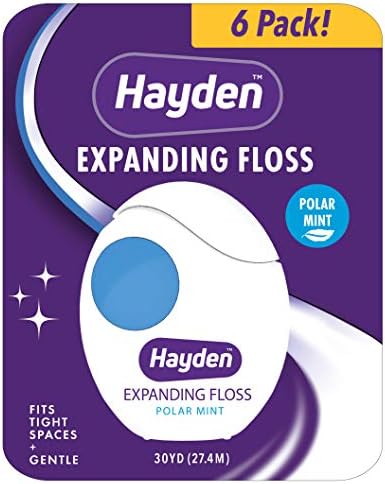 Hayden Clean+ Dental Floss | 6 pack | Polar Mint with Anti Tartar Actives for Gentle Care | 30 yards per unit