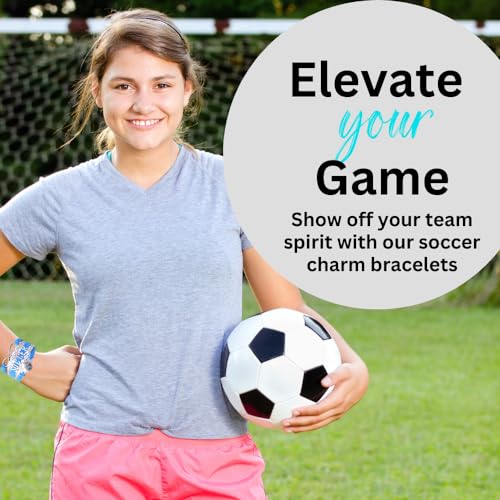 Soccer Charm Bracelet (Blue and Silver) – Adjustable Infinity Love Bracelet with Soccer Ball Charm – Sports Jewelry Gift for Soccer Players, Teams, Coaches, or Fans - Thumbnail 5
