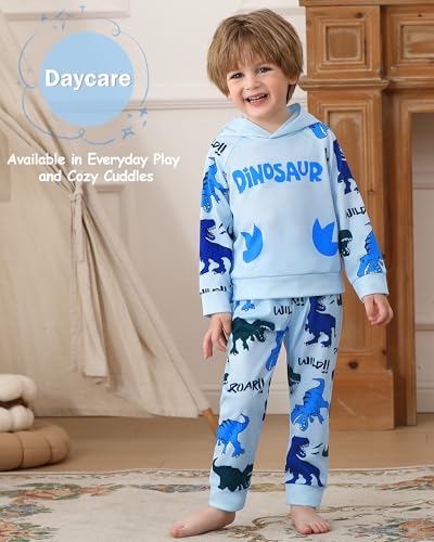 Jecson Toddler Boy Clothes Sets: Soft Baby Outfits Colorful Dinosaur Hoodie & Jogger Pants 2Pcs Cute Fall Daywear 18M-8 Years2