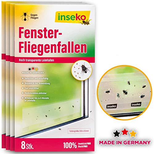 Preisvergleich Produktbild inseko 32 x Fenster-Fliegenfallen I transparenter Fliegenfänger I umweltfreundlich - giftfrei I Made in Germany (32)