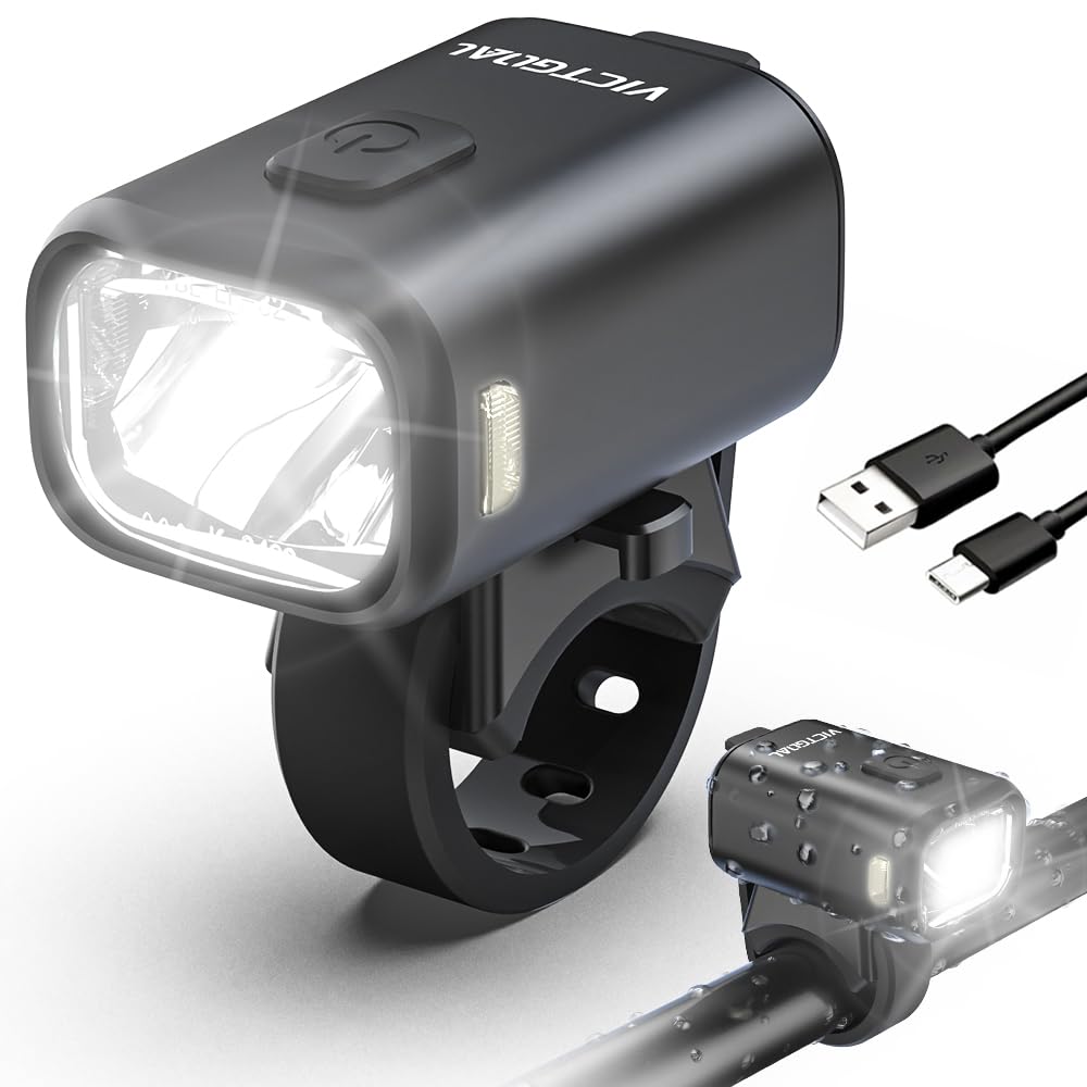 VICTGOAL Fahrradlampe Vorne StVZO Zugelassen, 50 Lux LED Fahrradlicht Vorne mit IPX5 Wasserdicht, Fahrradlicht USB C Aufladbar für Nachtradfahren (Frontlichter)