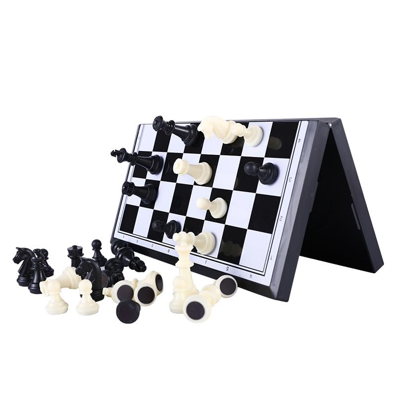 schachspiel 2-in-1-Schach- und Backgammon-Brettspielset mit magnetischem Schach, Dame und Backgammon, mit faltbarem Brett, Reisespiele for Kinder und Erwachsene(30 * 30cm)