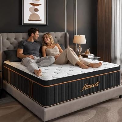 Queen 14 Inch Hybrid Mattress in a Box, Soft Plush for Side Sleepers,7-Zone