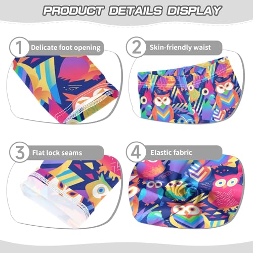 KLL Cute Colorful Owls and Trees Toddler Girls' Cotton Leggings Stretch High Waisted Pants Gym3