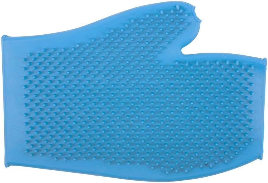 AncolErgo Rubber Grooming Glove for Dog, Blue