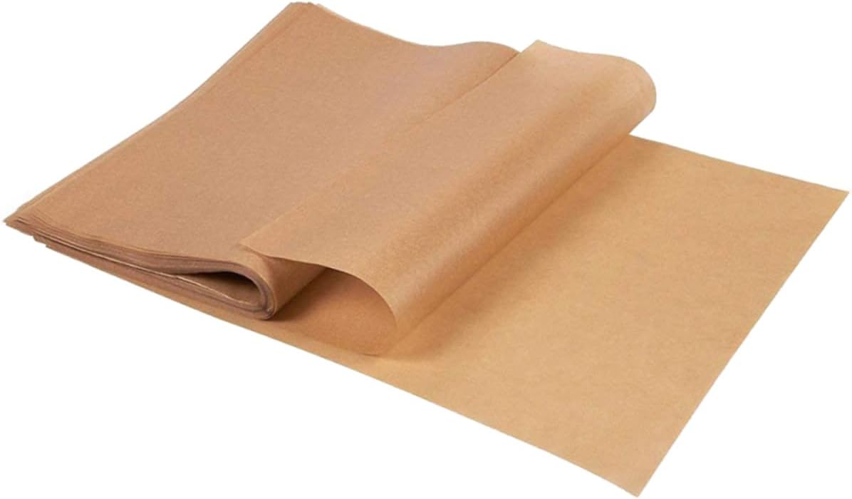 SOLUSTRE Natural Unbleached Baking Paper 12 x16 200 Pcs Oil-Proof Parchment Sheets for Air Fryers Barbecue and Steaming Non-Stick High Temperature Resistant Cooking Liners