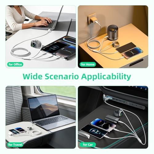 A-Pce 4-in-2 Multi Charging Cable with Smartwatch Charging, White-3.5FT view 4