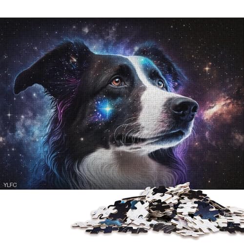 Puzzle 1000 pièces pour Adultes Cosmic Border Collie Puzzles pour Puzzles en Bois Décoration de la Maison Puzzle Jouets (Taille 75 * 50cm)
