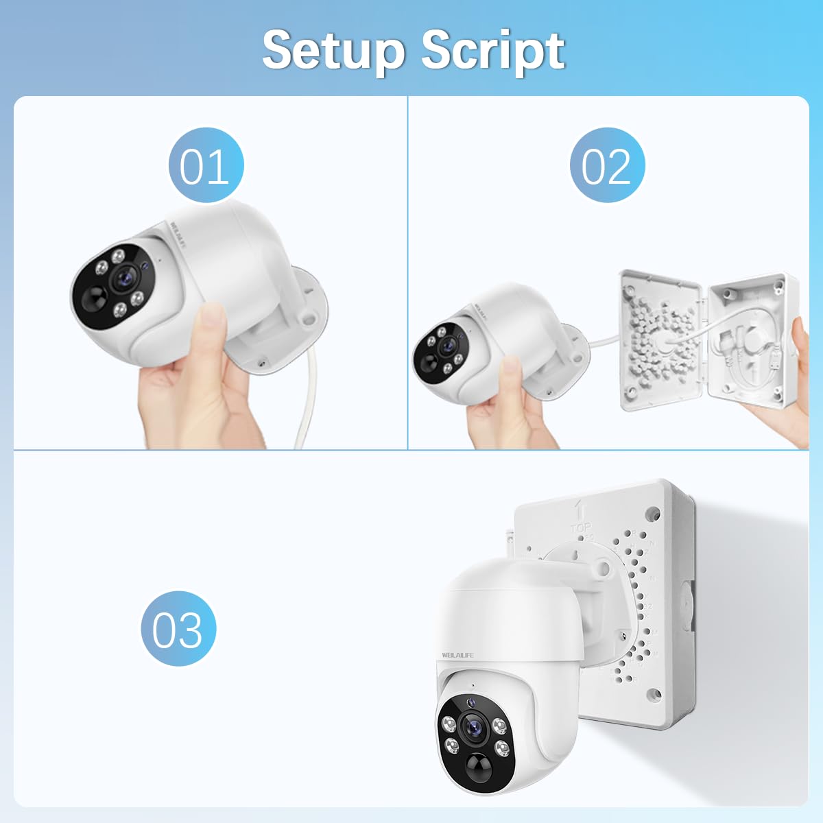 【Compatible with PTZ Cameras】 Security Camera Junction Box, Outdoor IP65 Waterproof CCTV Mounting Bracket, ABS Plastic Cable Concealment Box(4 Pack)