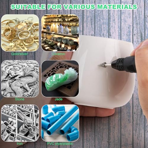 GZLCEU 50 Stück Diamant Fräser Set, Diamant Fräser für Stein, Glas, Keramik, Schnitzen, Schleifen, Polieren, Gravieren, Bohren, Silber