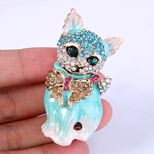 Image of EVER FAITH Austrian Crystal Lovely Plump 3D Bowknot Cat Brooch Enamel Pet Animal Kitten Brooches Dress Suit Sweater Scarves Accessoriesfor Women