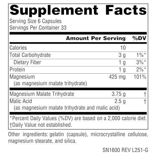 Source Naturals Magnesium Malate, Supports Muscles and Energy Production*, 3750 MG - 200 Capsules
