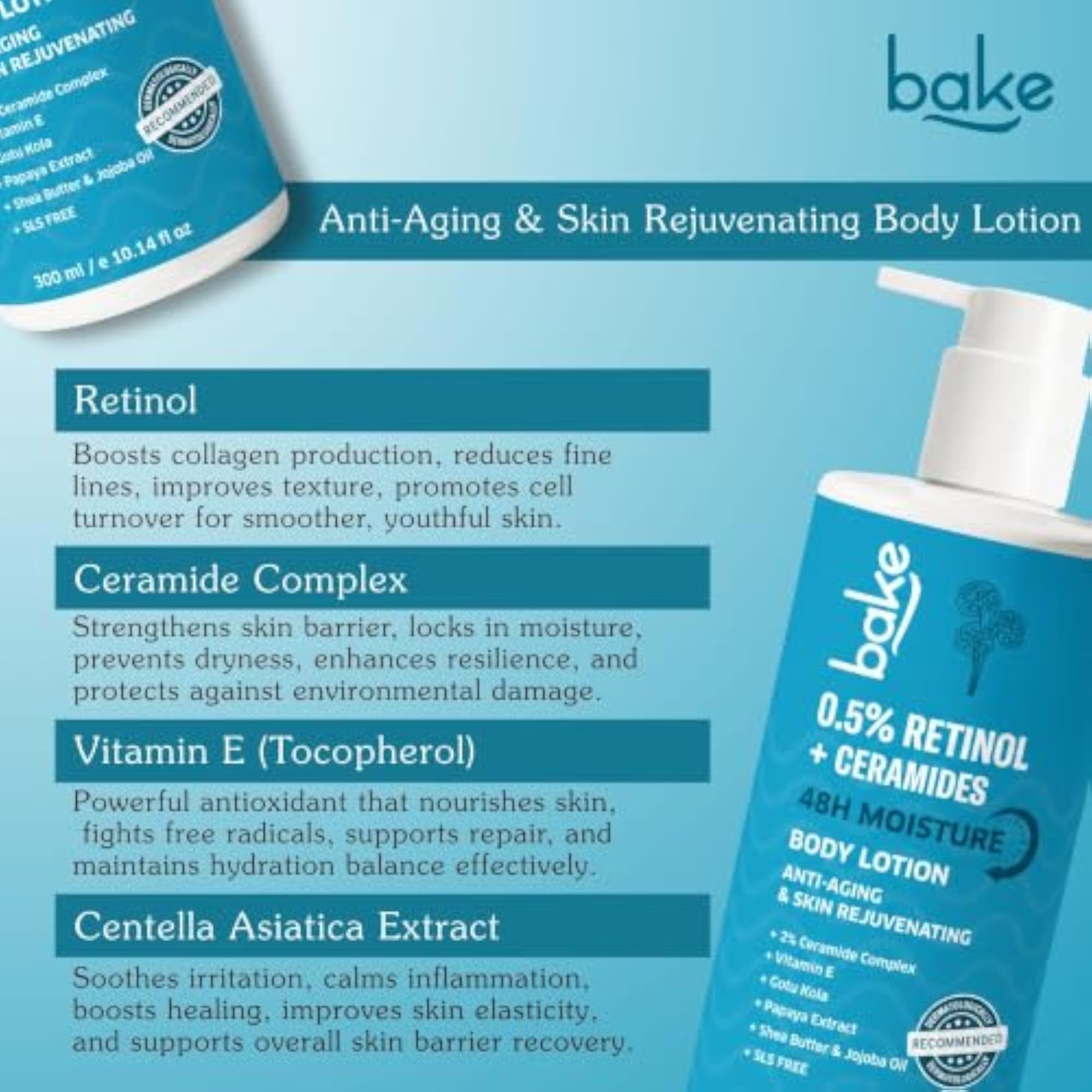 0.5% Retinol + 2% Ceramide Body Lotion for Dry, Aging Skin