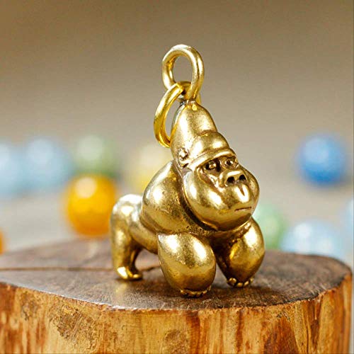 LBSST Vintage Kupfer Gorilla Schlüsselanhänger Anhänger Schreibtischfiguren Retro Messing Männer Auto Schlüsselanhänger Tasche hängen Schmuck Schlüsselring Geschenk Cover