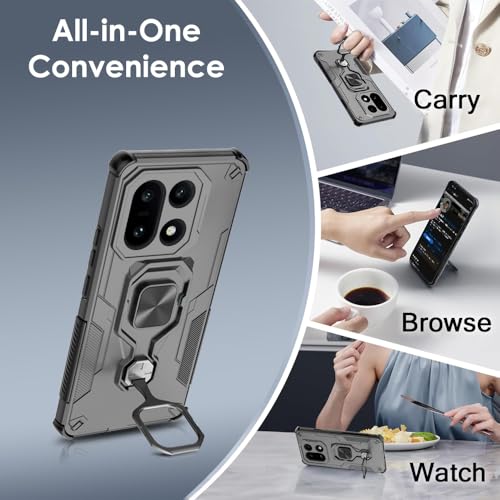 Image of TheGiftKart Tough Armor Bumper Back Case Cover for OnePlus 15 5G | Ring Holder & Kickstand in-Built | 360 Degree Protection Back Case Cover for OnePlus 15 5G (PC & TPU, Black)