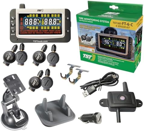 TST 507 Series TPMS - RV Tire Pressure Monitoring System with 6 Flow Thru Sensors & Color Display Monitor for Travel Trailers, Campers and Motorhomes (Metal Valve Stems Required for Flow Thru)