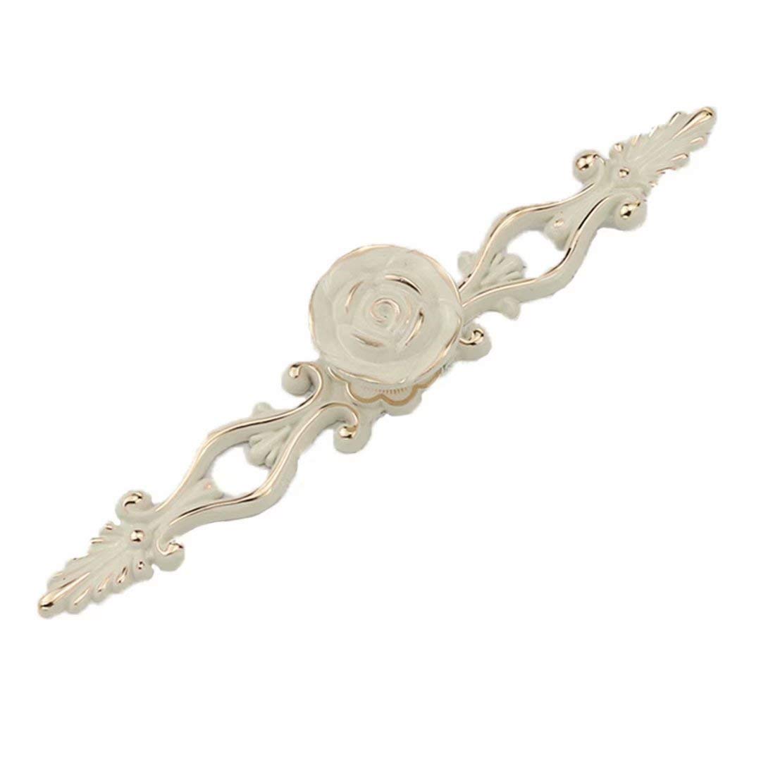 Vintage-Schubladengriffe, Schubladenknöpfe, Schrankgriffe, mehrfarbig, mehrere Größen, 10 Stück(Ivory White+Gold,(Hole Distance 128mm))