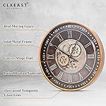 CLXEAST 24 Inch Wall Clock with Moving Gears,Oversized Large Industrial Steampunk Decor, Antique Gold Metal Roman Numeral Wall Clocks for Farmhouse Living Room Decor - Image 2