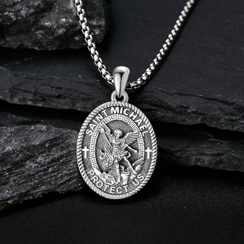 Saint Necklace 925 Sterling Silver the Archangel Pendant Amulet for Men Women Religious Protector Pendant Jewelry Gifts3