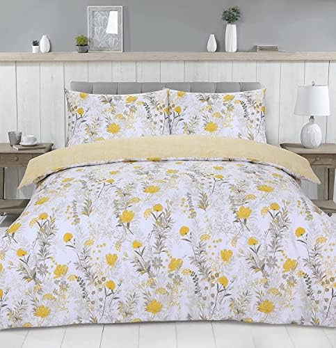 Night Comfort Percale Polycotton Blend Double Duvet Cover with 2 Pillowcases - Stylish Botanical Pattern Floral Printed Hotel Quality Duvet Cover Set, Rose Pink