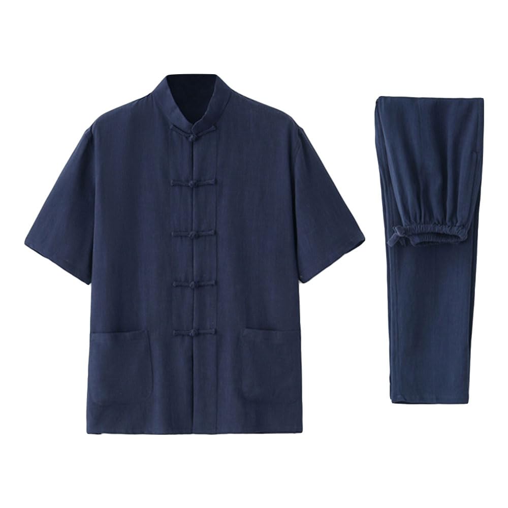 G-LIKE Tai Chi Uniform Clothing - Chinese Qi Gong Martial Arts Wing Chun Shaolin Kung Fu Taekwondo Training Cloths Apparel Clothing Pants (Navy, M)