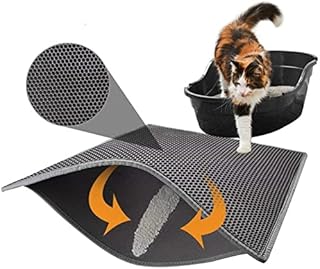 30X30cms Two-Layer Cat Litter Mat, Honeycomb Double-Layer Design Waterproof Urine Proof Material, Easy Clean Scatter Control for cats and dogs Newest Pet Dog Mats Cat Litter Mat Litter Trapping Mat, 30 X 30cm (Black)