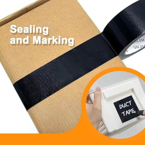 Image of QILIMA Heavy Duty Duct Tape, Professional Grade Duct Tape for Photographers, Industrial, Professional Use, 2 Inch X 30 Yards, 5 Rolls Black