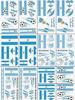 80PCS 2026 World Cup Stickers Temporary Tattoos,14Pack Argentina Soccer Theme Stickers Non-Repeating, World Cup Argentina Team Fans,Soccer Sports Party Favors Decorations