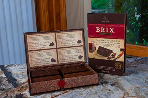 Brix Chocolate 4 Flavours Gift Set 2 Box- Medium Dark, Extra Dark, Smooth Dark, Milk Chocolate Bars- Wine Pairing Chocolate Bars -Gluten Free -Chocolates Packed In Ready For Gift - 2 X 16 Oz #TOP6