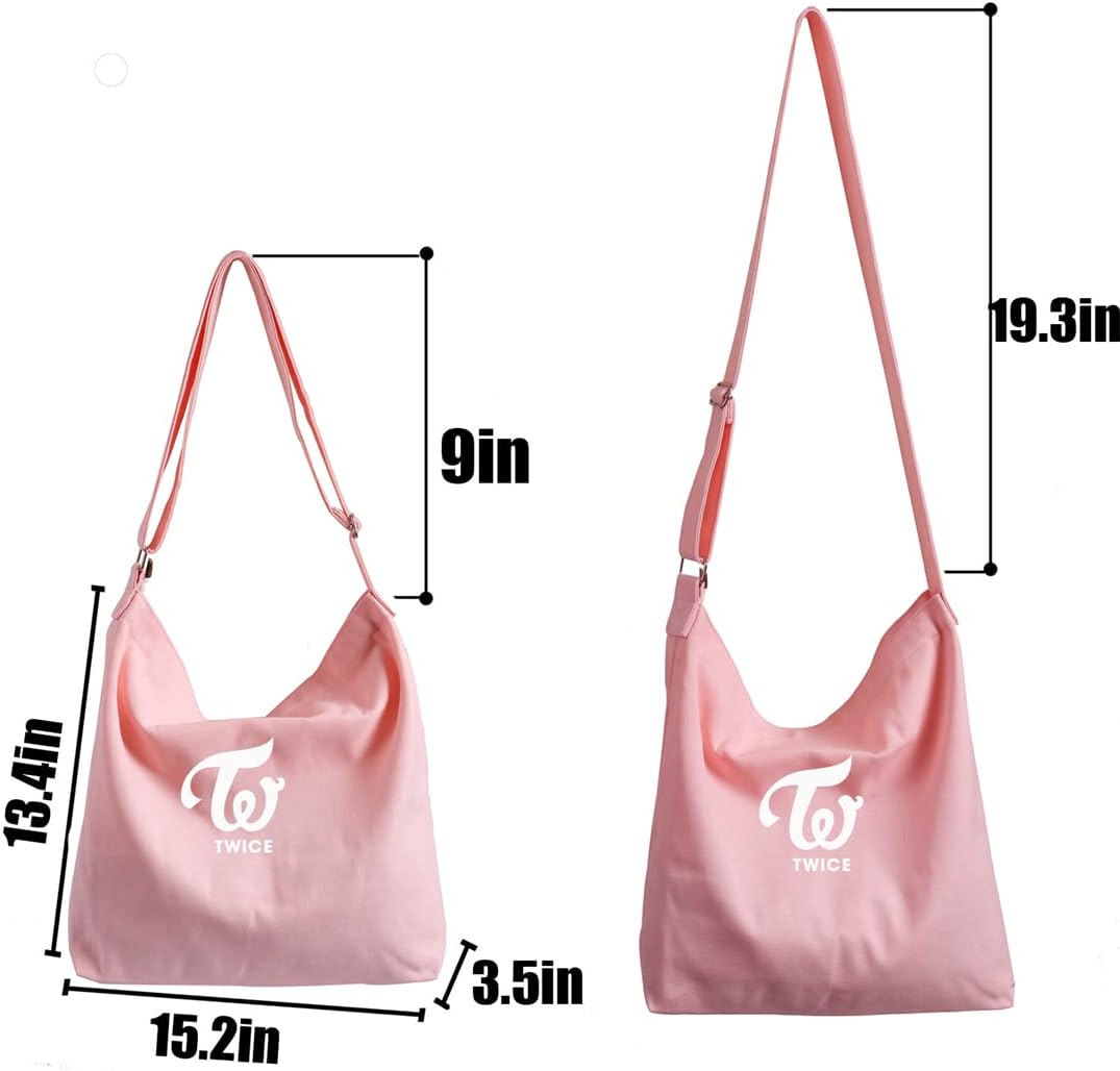 TWICE Merch Canvas Shoulder Bag, Hobo bag Crossbody Handbag Casual Tote - Image 5
