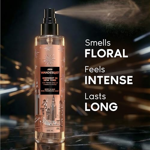Image of Nykaa Wanderlust Midnight in New York Body & Hair Fine Fragrance I | Perfume Mist for Women - 200 ml I Orchid & Musk | | Long-Lasting, Travel‐Friendly, Vegan,Paraben‐Free, IFRA Certified