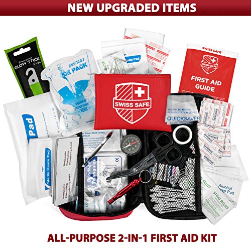 First Aid Kit -309 Pieces- Reflective Bag Design - Including Eyewash, Bandages, Moleskin Pad and Emergency Blanket for Travel, Home, Office, Car, Camping, Workplace