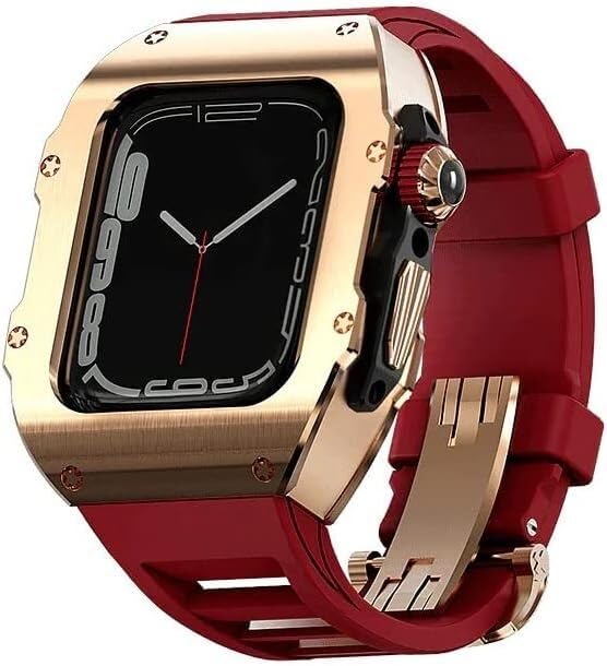 Correa de goma fluorada y caja de acero para Apple Watch 49mm