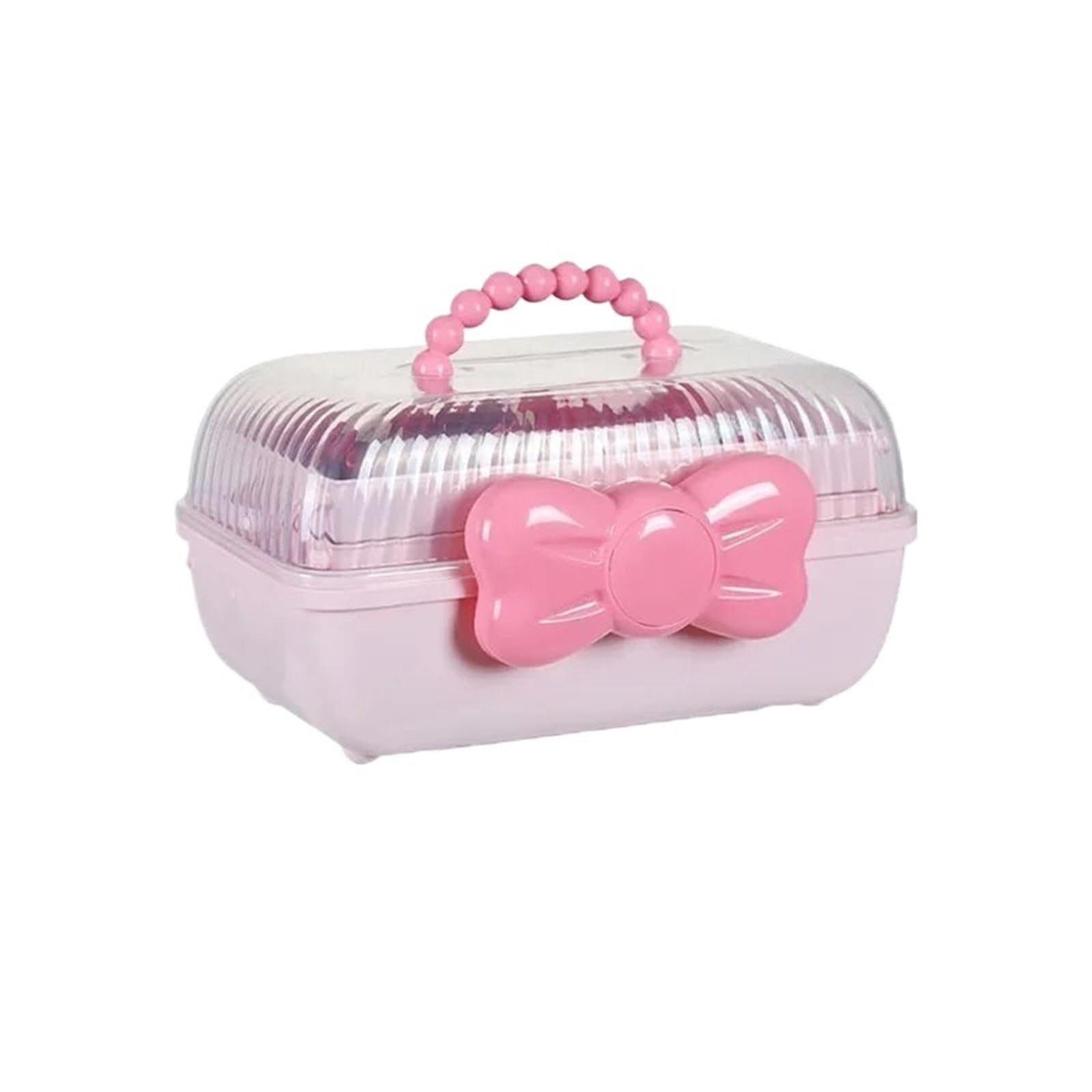 BAYNOPURIN Hair Tie Organizer Box Multi-Layer Bowknot Storage Box For Hairpins Jewellery And Daily Sundries Organizer(Pink)