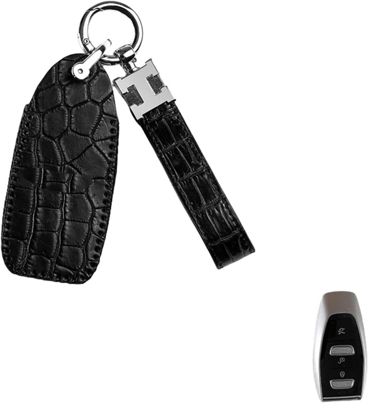Leather Key Fob Cover Compatible for Aston Martin DB11 Vantage DBX Key Case Key Chains Car Accessories(Style A)