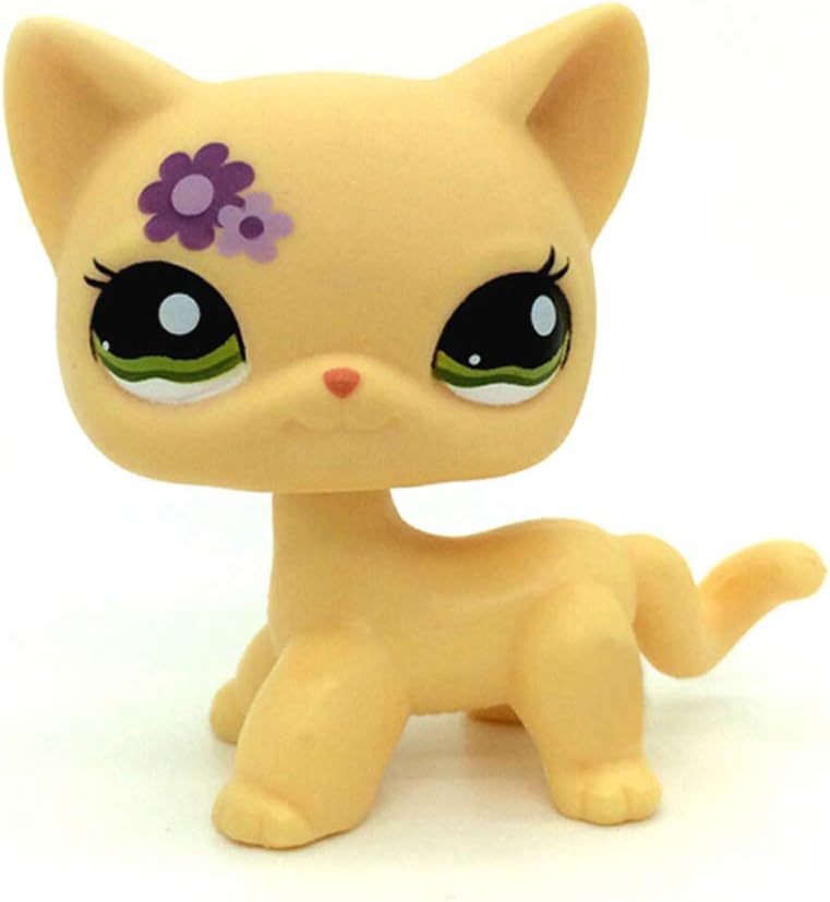 Rare Mini Pet Toys #1962 Yellow Flower Kitty Cat Animal Figure
