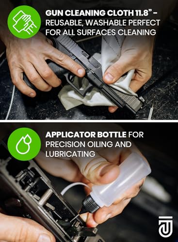 Gun Cleaning Supplies Kit 12 in 1 Universal Gun Cleaning Kit Incl. Gun Cleaning Patches, 6-inch Gun Cleaning Swabs, Double Head Gun Cleaning Brush, Cleaning Picks, Finishing Gun Cloth, Oil Applicator - Thumbnail 4