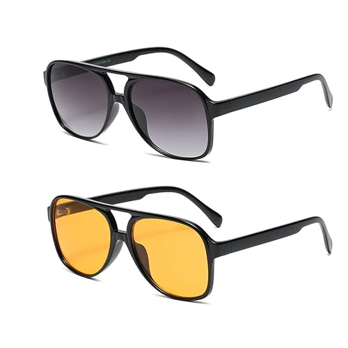 DUOXIN 2 Piezas Gafas De Sol, Protección UV400 Gafas de Sol Largo Moda Gafas de Conducción Viajes Aviador Gafas De Sol para Hombre y Mujer Cover