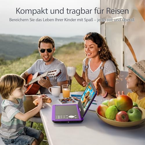 Yoton 12,5\ Tragbarer DVD-Player Mit 10,5\ HD-Schwenkbildschirm Für Das Auto, Mit Autoladegerät, Memory-Playback-Funktion, Unterstützt 4-6 Stunden Wiedergabe [Blu-ray Nicht Unterstützt]