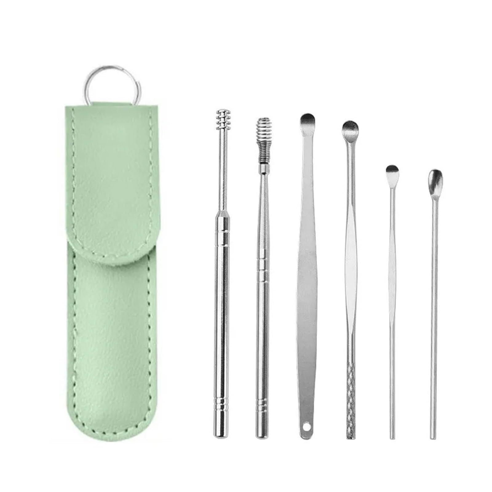 6Pcs set Ear Cleaner Ear Wax Pickers Stainless Steel Earpick Wax Remover Piercing Kit Earwax Curette Spoon Care