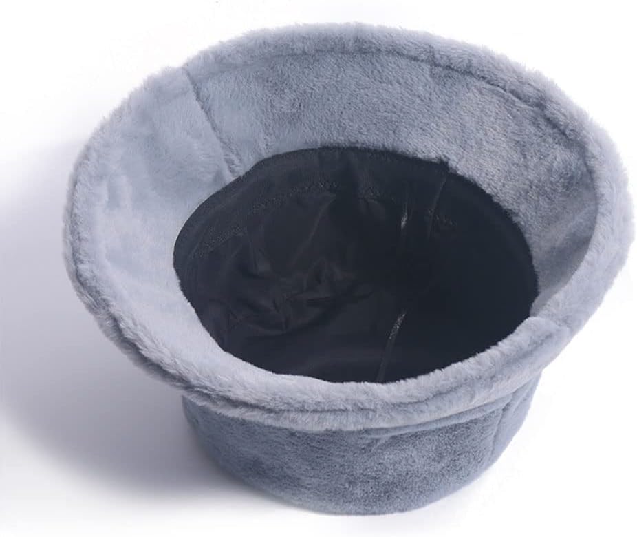 Women Faux Fur Bucket Hat Fuzzy Warm Winter Hat Fisherman Cap Solid Color - Image 4