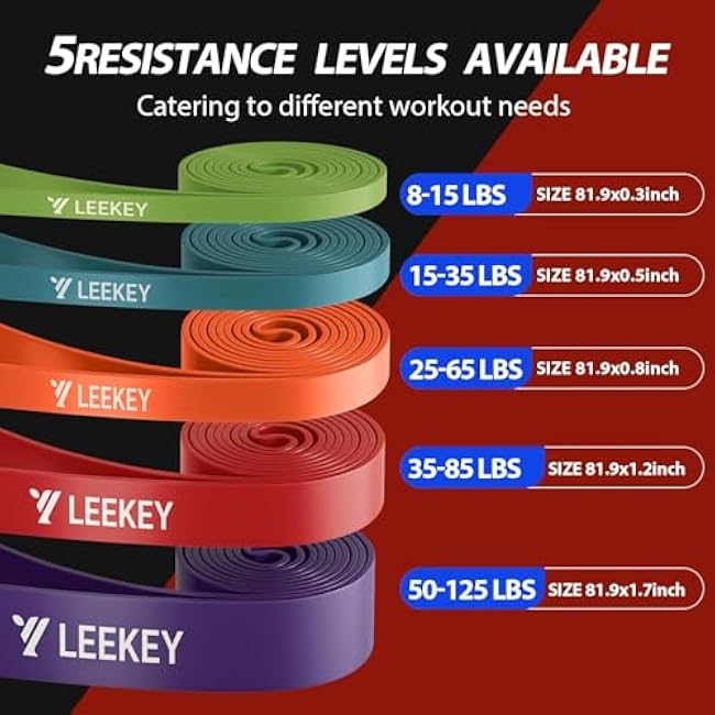 LEEKEY Resistance Bands, Exercise Bands with Handles,Pull Up Assist Bands - Bands for Working Out,Band for Men and Women Fitness Training, Physical Therapy,Home Workouts