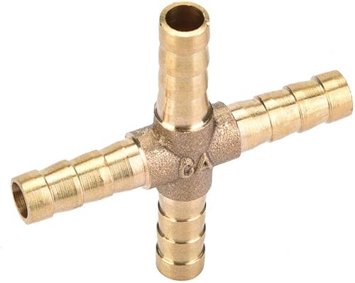 Miniatura 9 de 5 piezas de conexión cruzada de latón, manguera de latón de 4 vías, conector de montaje cruzado, junta de cobre, adaptador de púas de empalme, unión