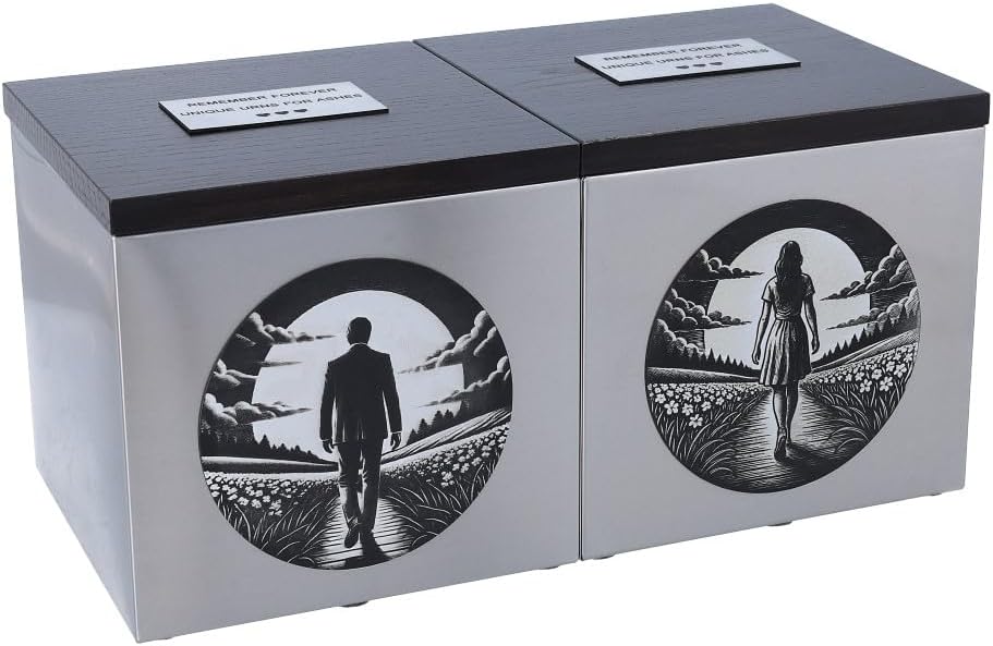 Companion urn for parents Double urn for marriage couple two boxes for ashes Casket for two persons (Design 1 + Plaques)