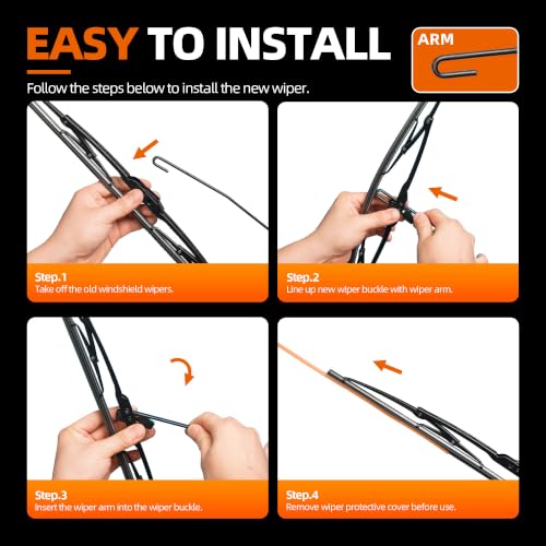Image of Silicone Wiper Blades 22 inch + 22 inch Replacement Windshield Wiper Blades for Ford F150 F250 F350 F450 F550 2023 2022 2021 2020 2019 2018-2009 OEM Quality Wipers for Front Windshield(Set of 2)