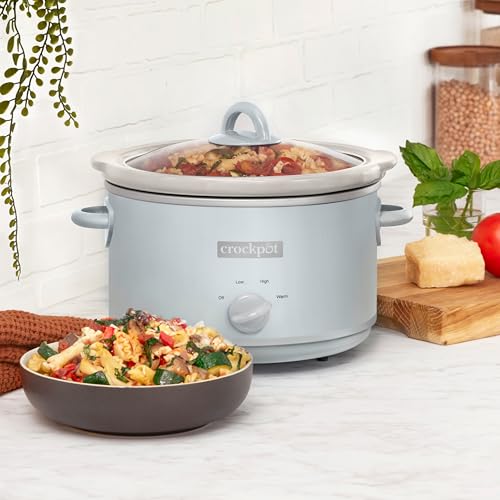 Image of Crock-Pot Design Series 4.5-Quart Manual Slow Cooker, Serves 5+ People, Great for Chili, Soup, Stews, & More, Removable Stoneware is Oven & Dishwasher-Safe, Macaroon Blue