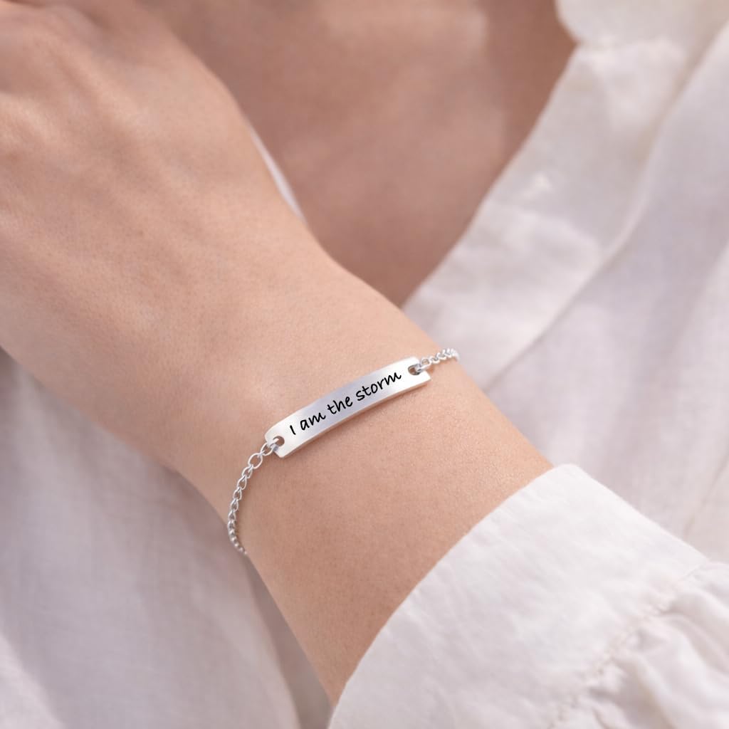 I Am The Storm Bracelet for Women, 925 Sterling Silver Empowerment Jewelry, Meaningful Gift for Her