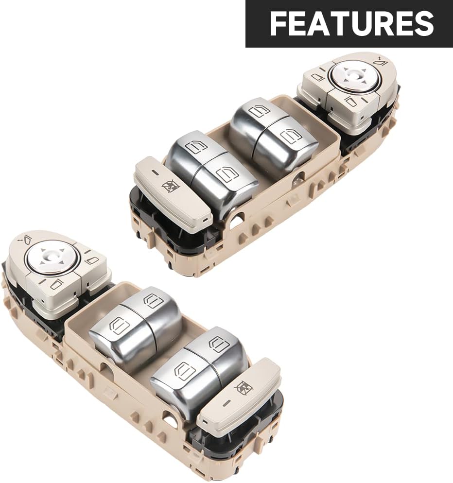 Front Left Driver Side Master Power Window Switch - Compatible for Mercedes-Benz C300, C350e, C43 AMG, C63 AMG, C63S AMG, GLC300, GLC43 AMG 2015-2018 - Replace Part A2059056811